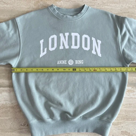 Anine Bing Jaci University London Sweatshirt - Washed Faded Seafoam Medium - Picture 11 of 12